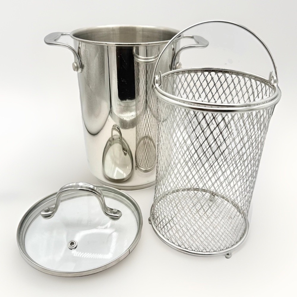 Crate & Barrel Pot Steamer / Pasta Cooker Stainless Steel 3qt 207-713 Asparagus